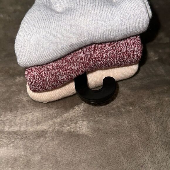 Timberland Beige Burgundy Gray W6.5-9.5 Knit Cushioned Boot Socks 3 pk - Picture 9 of 11